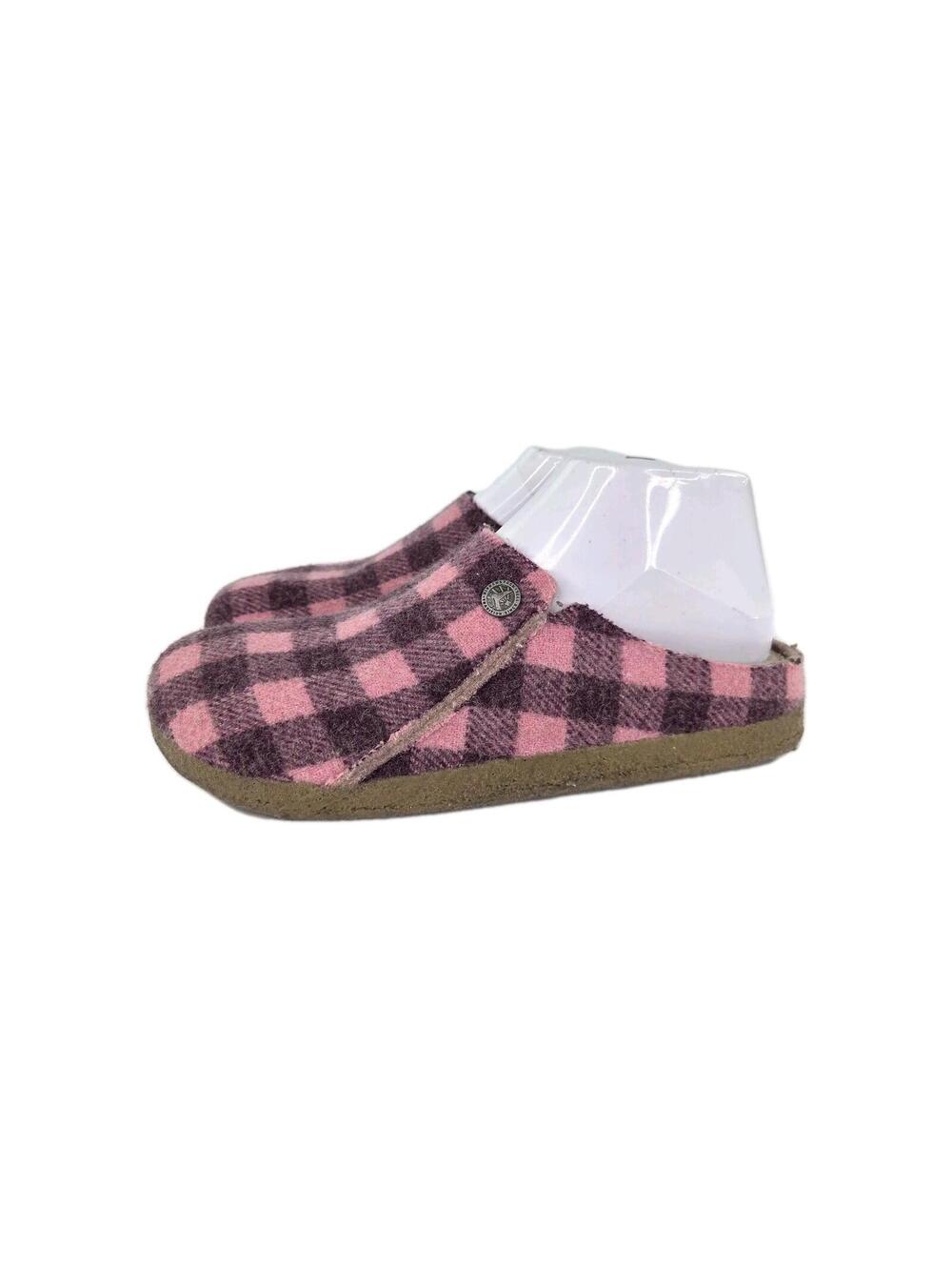 Birkenstock Zermatt slippers US 7 Womens pink Plaid New Zealand Lamb Fur Lined